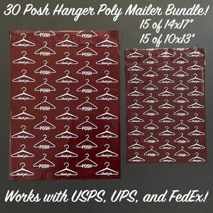 30 Posh Hanger "Thank You" Poly Mailer Bundle - 15 each of 14x17" and 10x13"!